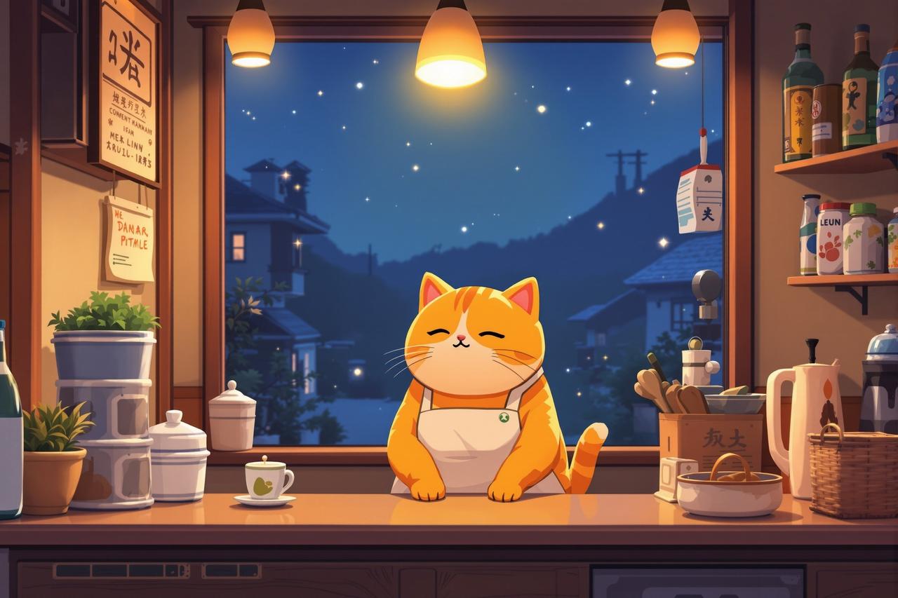 可可影视短剧 - 深夜食堂·猫町篇 - 深夜疗愈动漫短剧封面